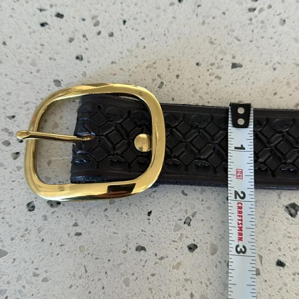 Genuine Leather Men’s Black Embossed Work Casual Belt Size 38